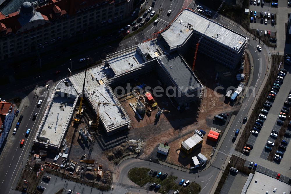 Aerial photograph Leipzig - Office building Telekom Service Center on street Brandenburger Strasse in the district Zentrum in Leipzig in the state Saxony, Germany