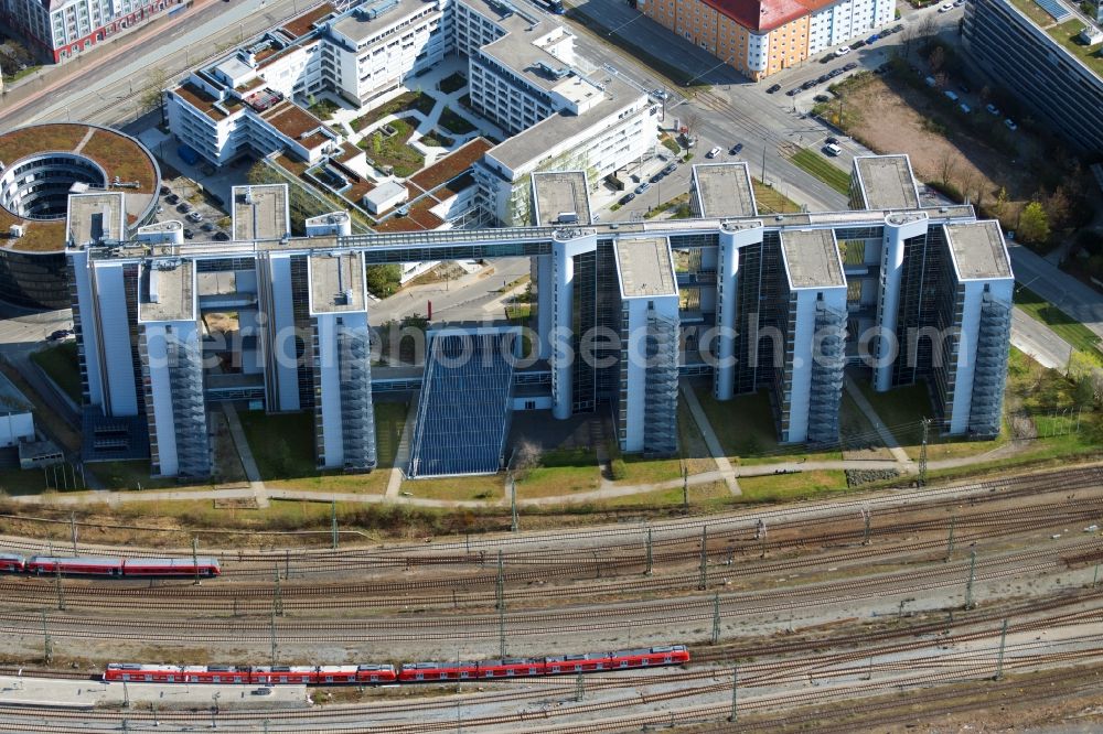 München from the bird's eye view: Office building of the administrative and commercial building Ten Towers on Dingolfinger Strasse in the district of Berg am Laim in Munich in the state Bavaria, Germany