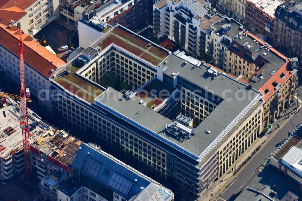 Aerial image Berlin - Office building of Vattenfall Europe Sales GmbH on Chauseestrasse in the district Mitte in Berlin, Germany