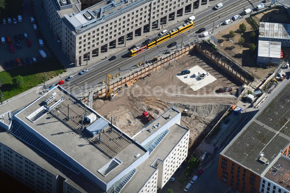 Aerial photograph Dresden - Office building VauVau on Annenstrasse in Dresden in the state Saxony, Germany