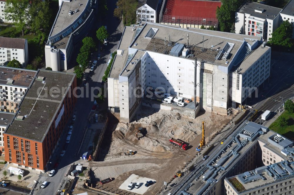 Dresden from the bird's eye view: Office building VauVau on Annenstrasse in Dresden in the state Saxony, Germany