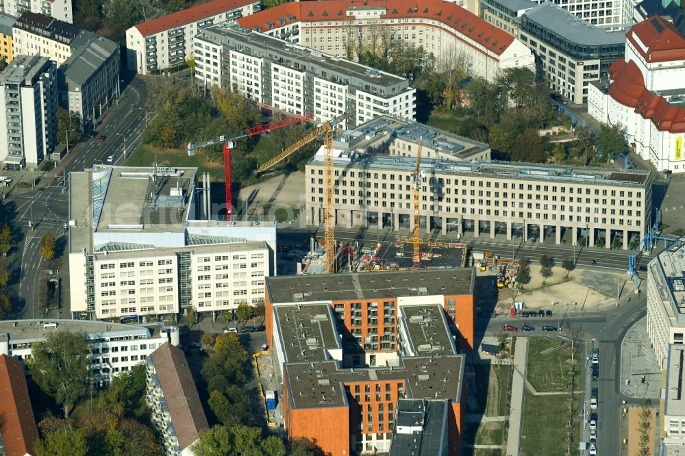 Dresden from the bird's eye view: Office building VauVau on Annenstrasse in Dresden in the state Saxony, Germany