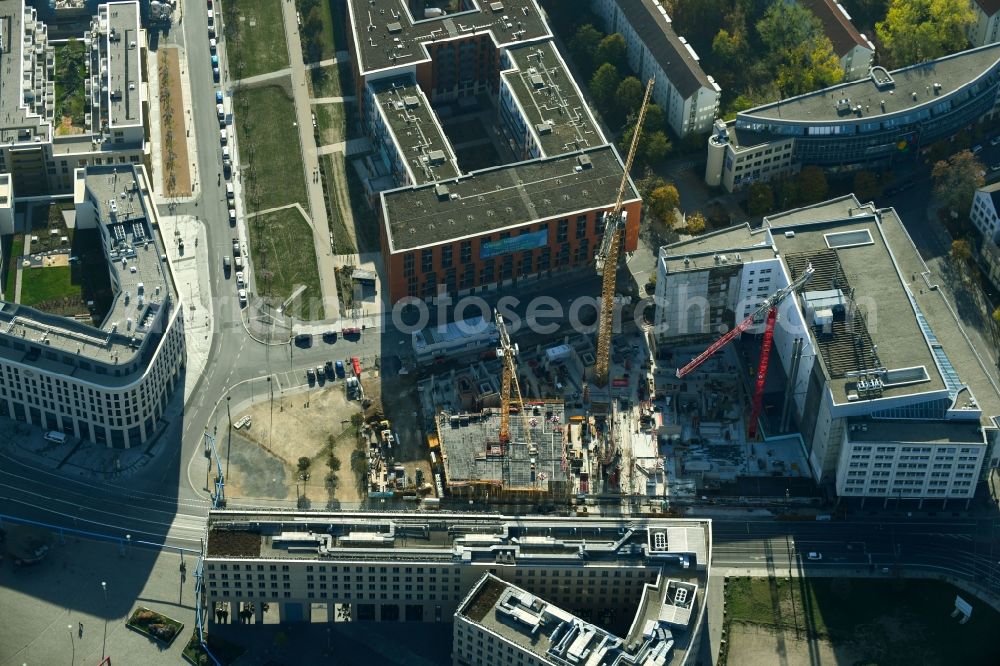 Dresden from the bird's eye view: Office building VauVau on Annenstrasse in Dresden in the state Saxony, Germany