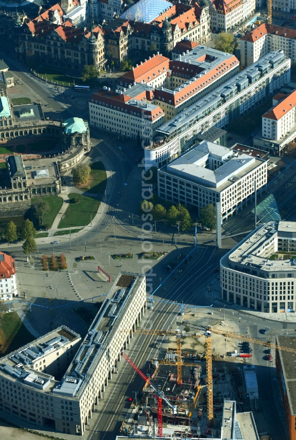 Dresden from above - Office building VauVau on Annenstrasse in Dresden in the state Saxony, Germany