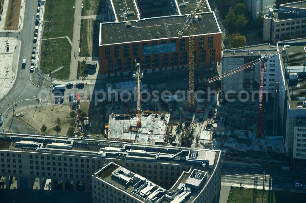 Dresden from the bird's eye view: Office building VauVau on Annenstrasse in Dresden in the state Saxony, Germany