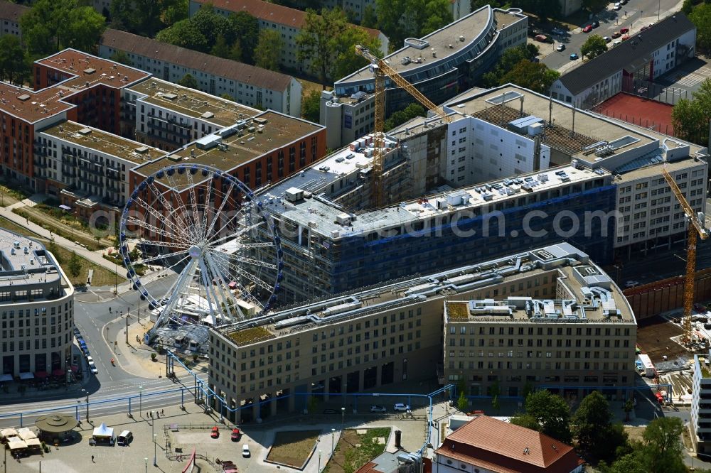 Aerial image Dresden - Construction site of the office building VauVau on Annenstrasse in Dresden at the Dresdner Postplatz in the district Wilsdruffer Vorstadt in the state Saxony, Germany