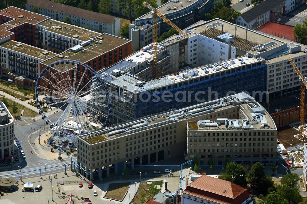 Aerial image Dresden - Construction site of the office building VauVau on Annenstrasse in Dresden at the Dresdner Postplatz in the district Wilsdruffer Vorstadt in the state Saxony, Germany