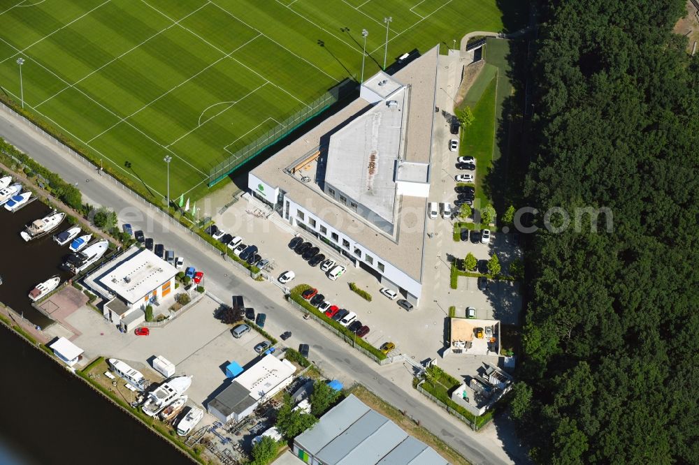 Aerial photograph Wolfsburg - Office building Des VfL Wolfsburg In den Allerwiesen in Wolfsburg in the state Lower Saxony, Germany