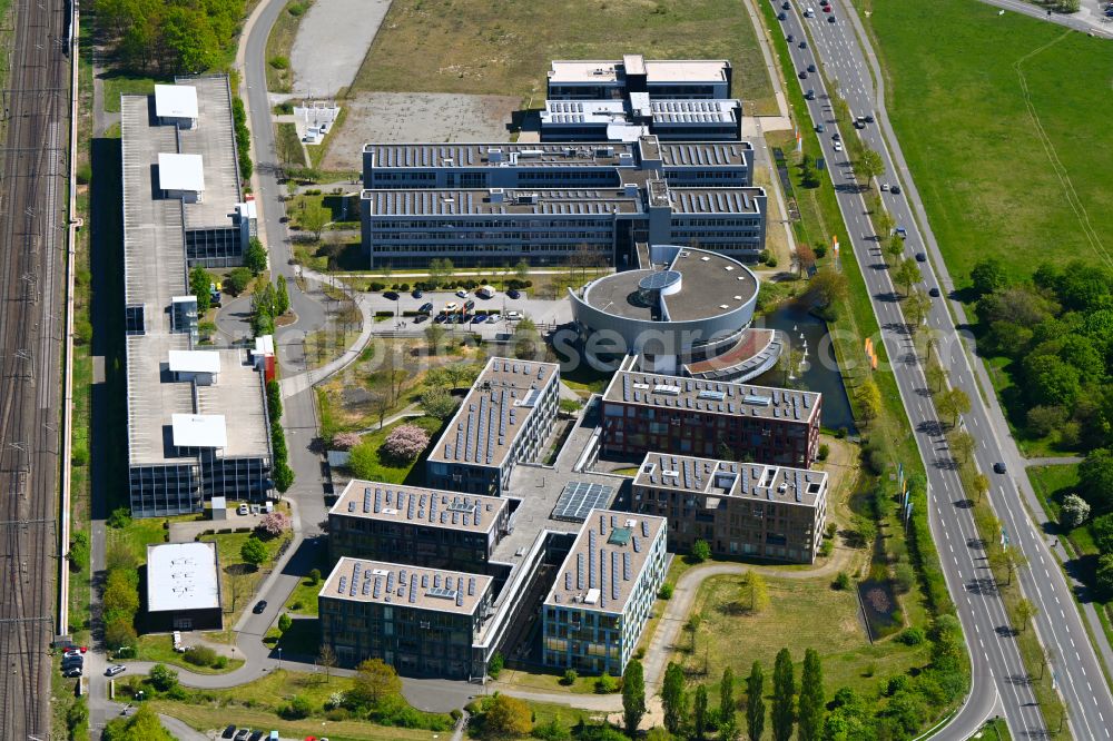Wolfsburg from above - Office building of Volkswagen Group IT Services GmbH on street Major-Hirst-Strasse in the district Hageberg in Wolfsburg in the state Lower Saxony, Germany