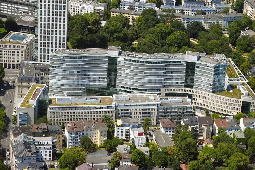 Frankfurt am Main from above - Office building die welle in the district Westend in Frankfurt in the state Hesse, Germany