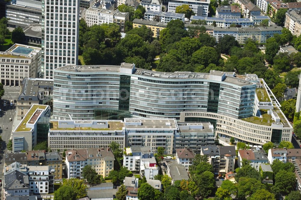 Frankfurt am Main from the bird's eye view: Office building die welle in the district Westend in Frankfurt in the state Hesse, Germany