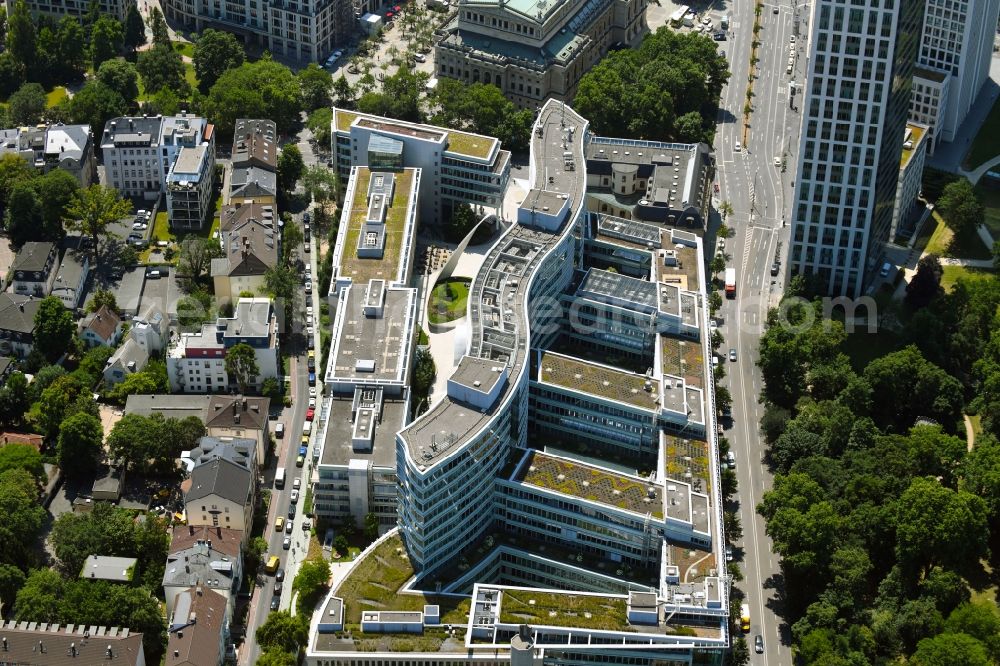 Frankfurt am Main from the bird's eye view: Office building die welle in the district Westend in Frankfurt in the state Hesse, Germany