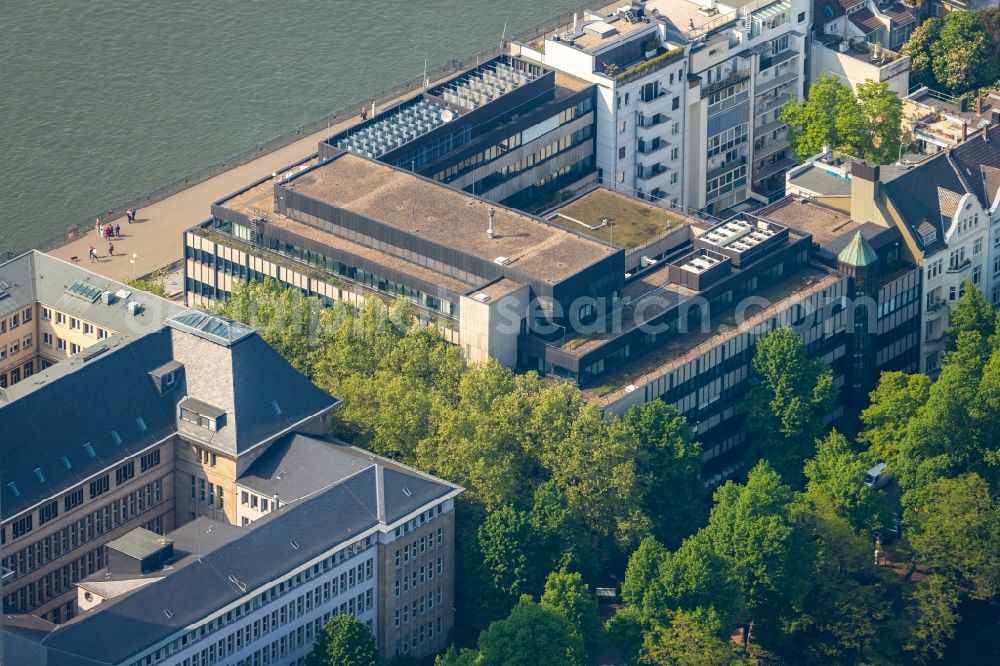 Düsseldorf from above - Office building on Mannesmannufer on shore of rhine in the district Carlstadt in Duesseldorf in the state North Rhine-Westphalia, Germany