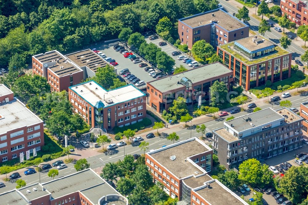 Dortmund from the bird's eye view: Office building along the Otto-Hahn-Strasse in the district Barop in Dortmund in the state North Rhine-Westphalia, Germany