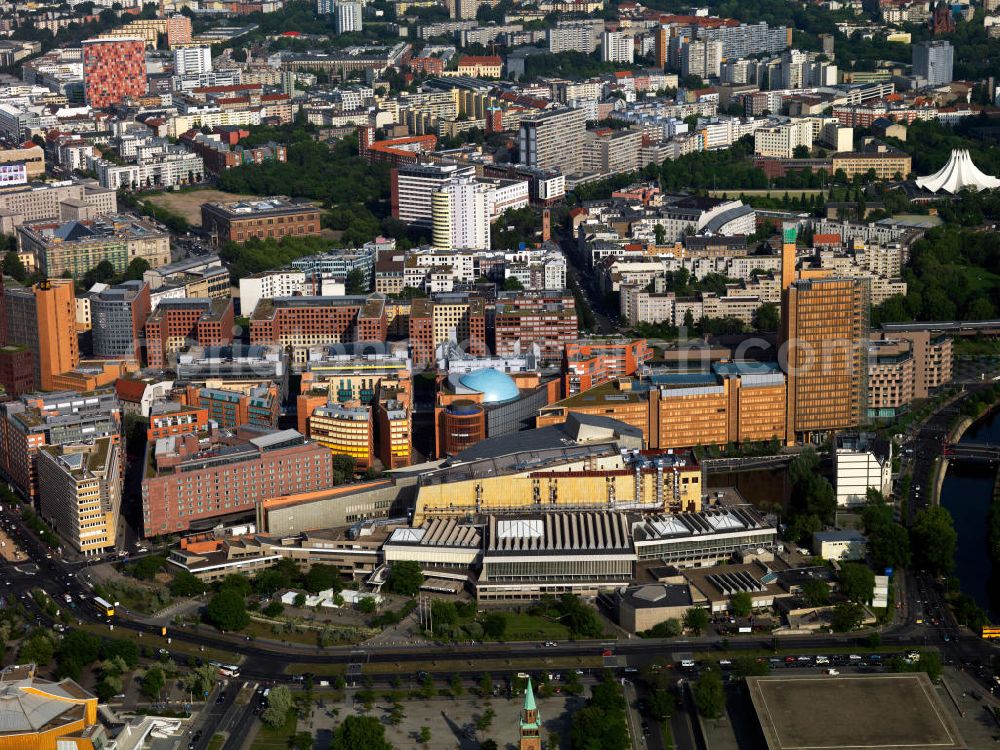 Berlin from the bird's eye view: Office buildings and commercials at the Potsdam Square in the borough Mitte