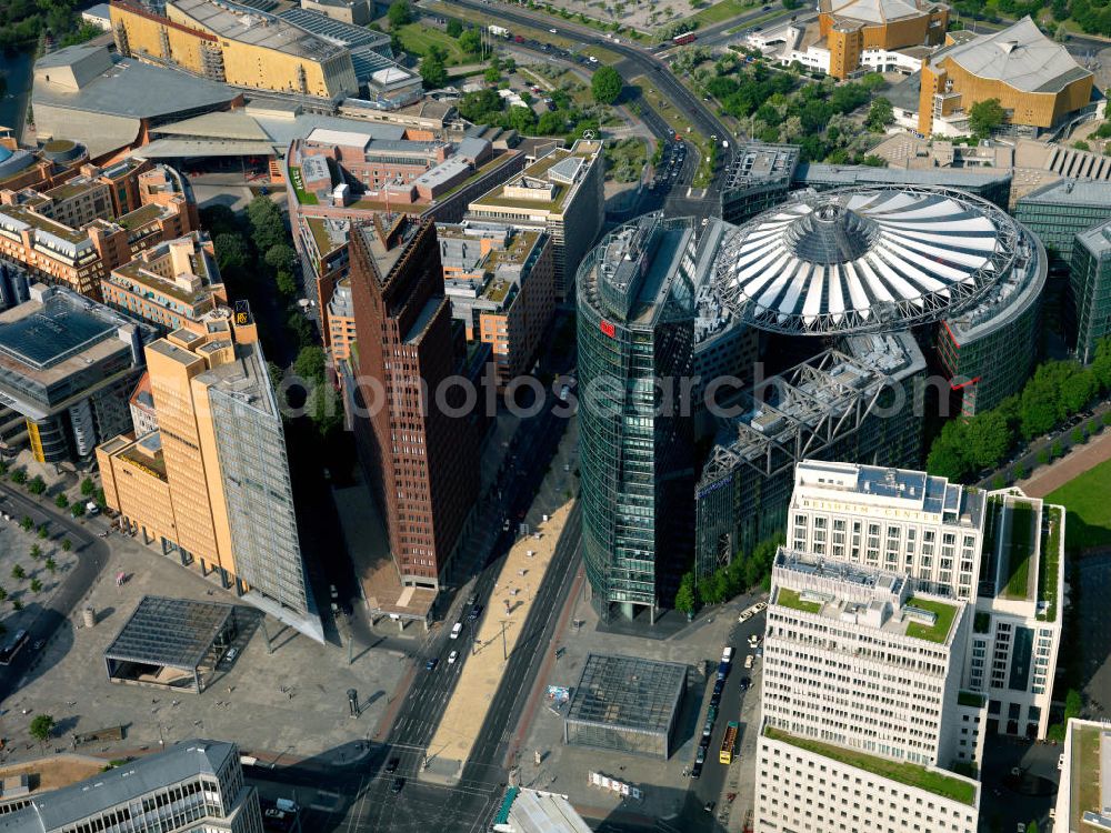 Aerial image Berlin - Office buildings and commercials at the Potsdam Square in the borough Mitte