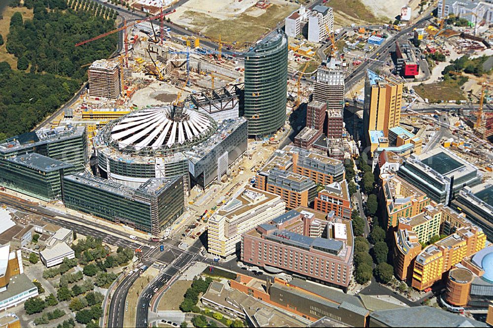 Aerial photograph - Office buildings and commercials at the Potsdam Square in the borough Mitte