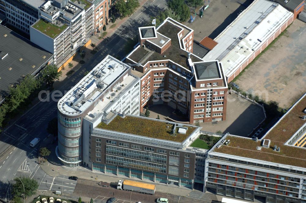 Hamburg from above - Blick auf ein Büro- und Geschäftsgebäude in Hammerbrook, Süderstrasse 24. Ansprechpartner: CORPUS SIREO, Asset Management GmbH, An der Welle 3, 60322 Frankfurt am Main, Tel. +49(0)69 48005 0, Fax +49(0)69 48005 102, Email: frankfurt@corpussireo.com