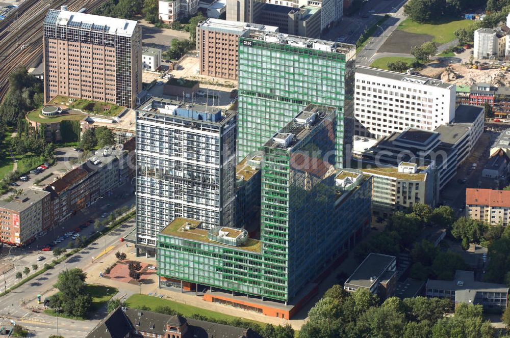 Aerial photograph Hamburg - Blick auf Büro- und Geschäftsgebäude in Sankt Georg, Anschrift: Beim Strohhause 17-31. Ansprechpartner: CORPUS SIREO, Asset Management GmbH, An der Welle 3, 60322 Frankfurt am Main, Tel. +49(0)69 48005 0, Fax +49(0)69 48005 102, Email: frankfurt@corpussireo.com