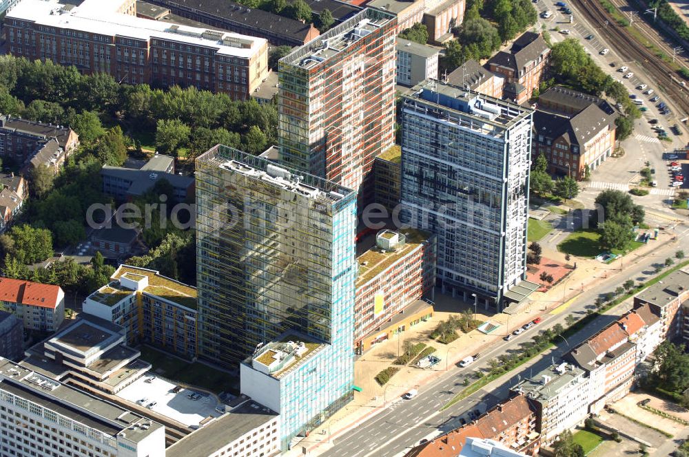 Aerial photograph Hamburg - Blick auf Büro- und Geschäftsgebäude in Sankt Georg, Anschrift: Beim Strohhause 17-31. Ansprechpartner: CORPUS SIREO, Asset Management GmbH, An der Welle 3, 60322 Frankfurt am Main, Tel. +49(0)69 48005 0, Fax +49(0)69 48005 102, Email: frankfurt@corpussireo.com