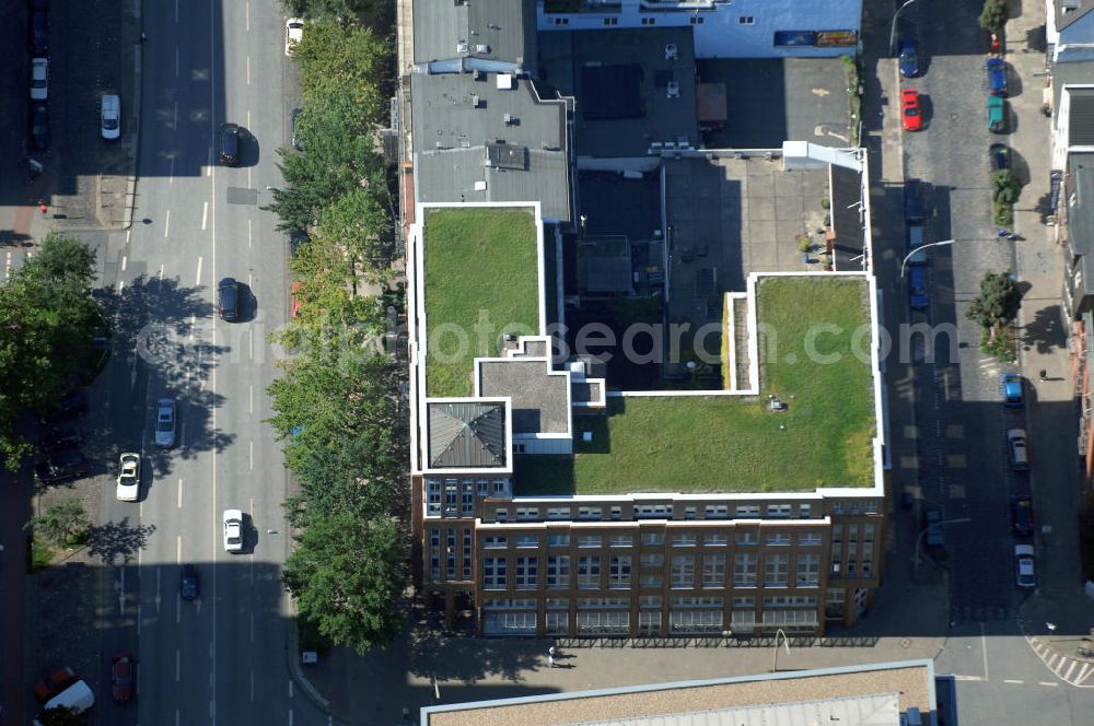 Aerial image Hamburg - Blick auf Büro- und Geschäftsgebäude in Sankt Georg, Anschrift: Steindamm 55-59 Ecke Danziger Strasse. Ansprechpartner: CORPUS SIREO, Asset Management GmbH, An der Welle 3, 60322 Frankfurt am Main, Tel. +49(0)69 48005 0, Fax +49(0)69 48005 102, Email: frankfurt@corpussireo.com