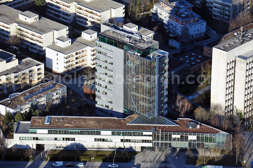 Aerial photograph München - View of the office building of the Holz - Berufsgenossenschaft in Munich