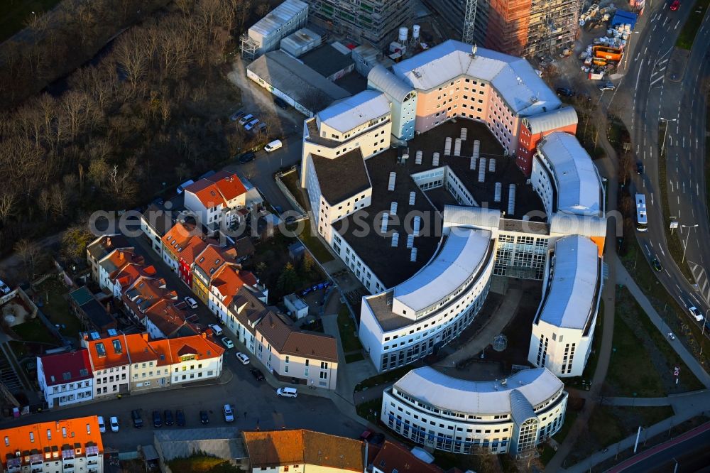 Erfurt from the bird's eye view: Office building zwischen Johannesstrasse and Wallstrasse in the district Altstadt in Erfurt in the state Thuringia, Germany