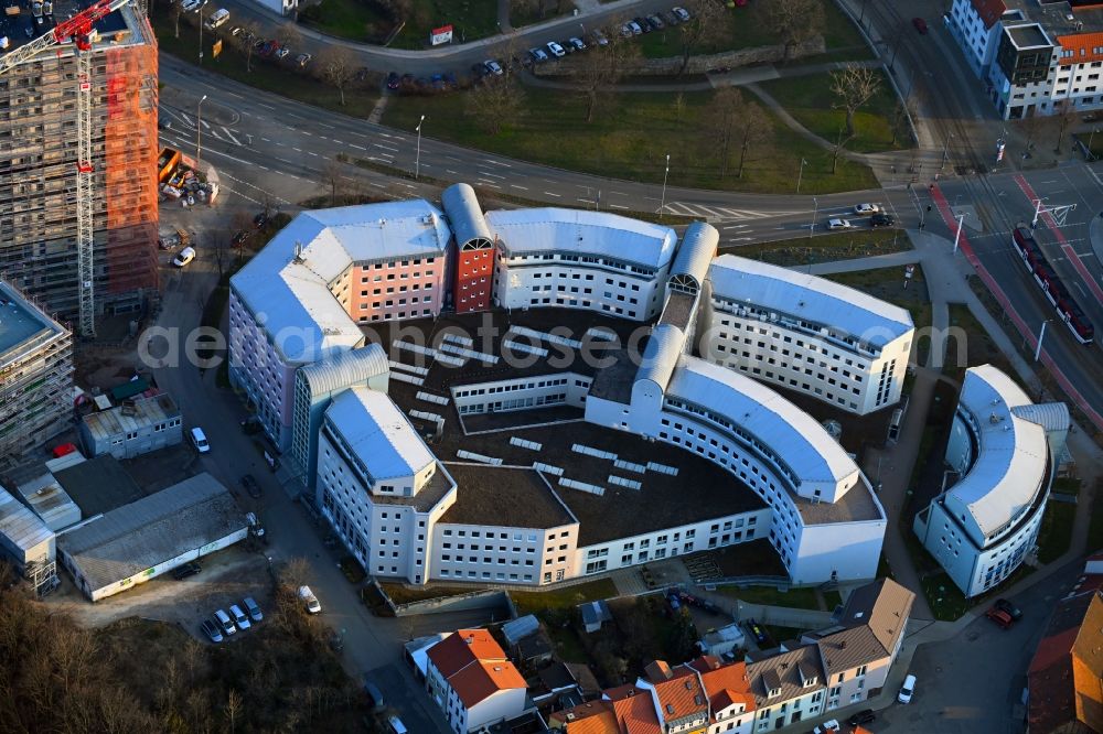 Erfurt from above - Office building zwischen Johannesstrasse and Wallstrasse in the district Altstadt in Erfurt in the state Thuringia, Germany