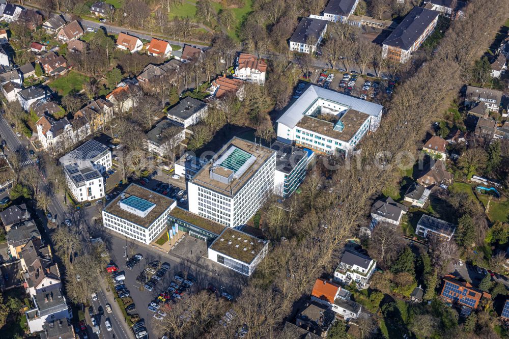 Unna from the bird's eye view: Office building of Kreisverwaltung Unna on Friedrich-Ebert-Strasse in Unna in the state North Rhine-Westphalia, Germany