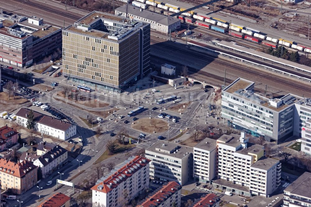 München from the bird's eye view: Banking administration building of the financial services company Consors Bank in the district Laim in Munich in the state Bavaria