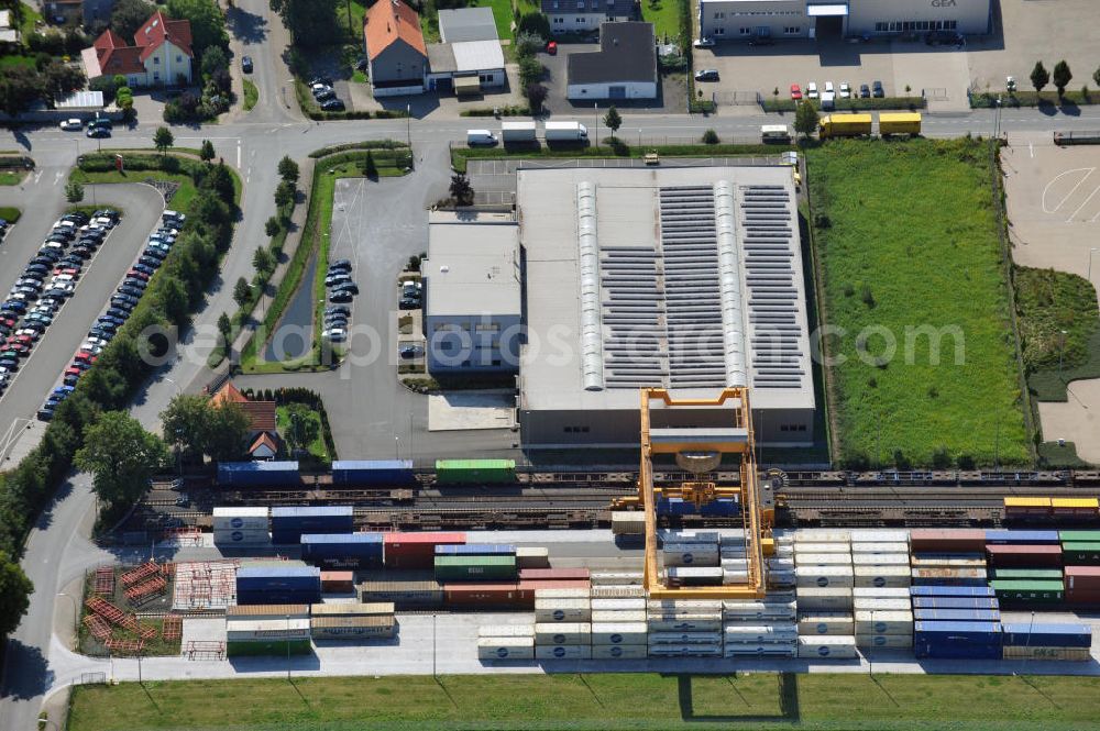 Aerial image Bönen - Bürogebäude mit Logistikhalle an der Weetfelder Straße 41 in Bönen in Nordrhein-Westfalen / North Rhine-Westphalia. Ein Projekt der Unternehmensgruppe Markus Gerold. Mieter ist die TNT Innight GmbH & Co. KG.