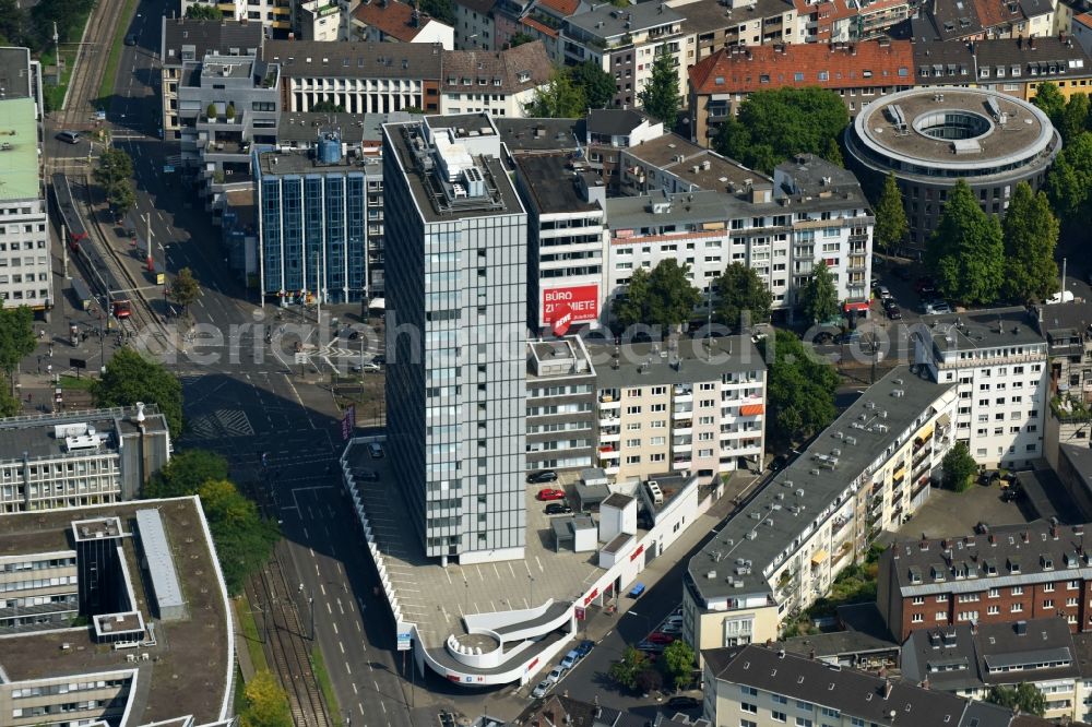 Köln from above - Office building on Salierring corner Trierer Strasse in Cologne in the state North Rhine-Westphalia, Germany