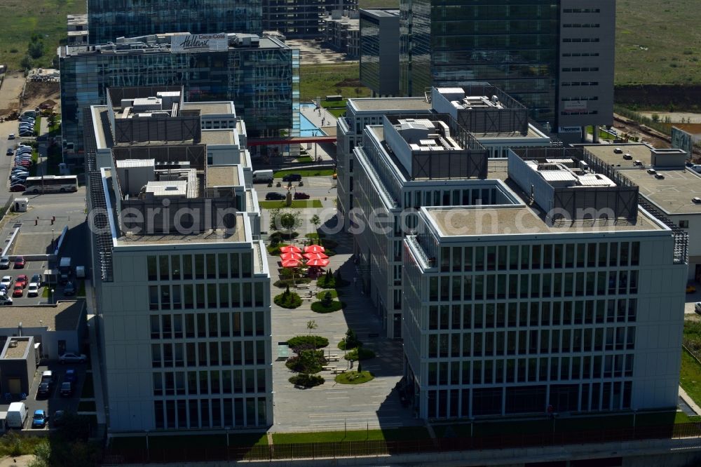 Bukarest from above - View of the the office building Swan Office & Technology Park in Bucharest in Romania