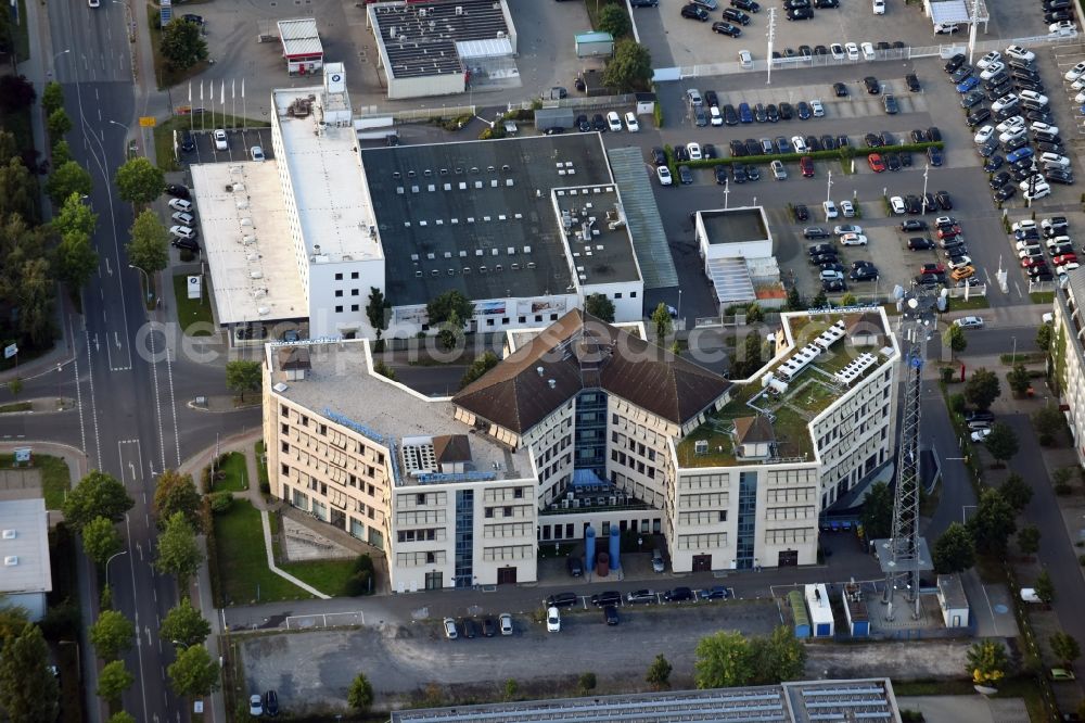 Teltow from the bird's eye view: Office building Teltower Haus in the commercial area of Techno Terrain Teltow on Rheinstrasse in Teltow in the state of Brandenburg