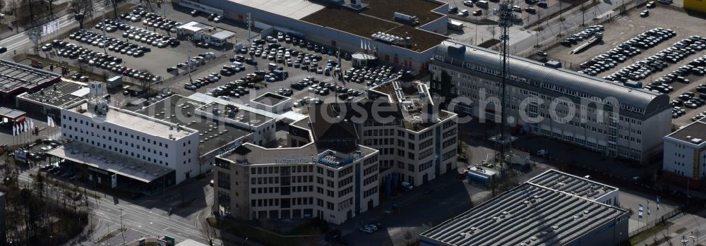 Teltow from the bird's eye view: Office building Teltower Haus in the commercial area of Techno Terrain Teltow on Rheinstrasse in Teltow in the state of Brandenburg