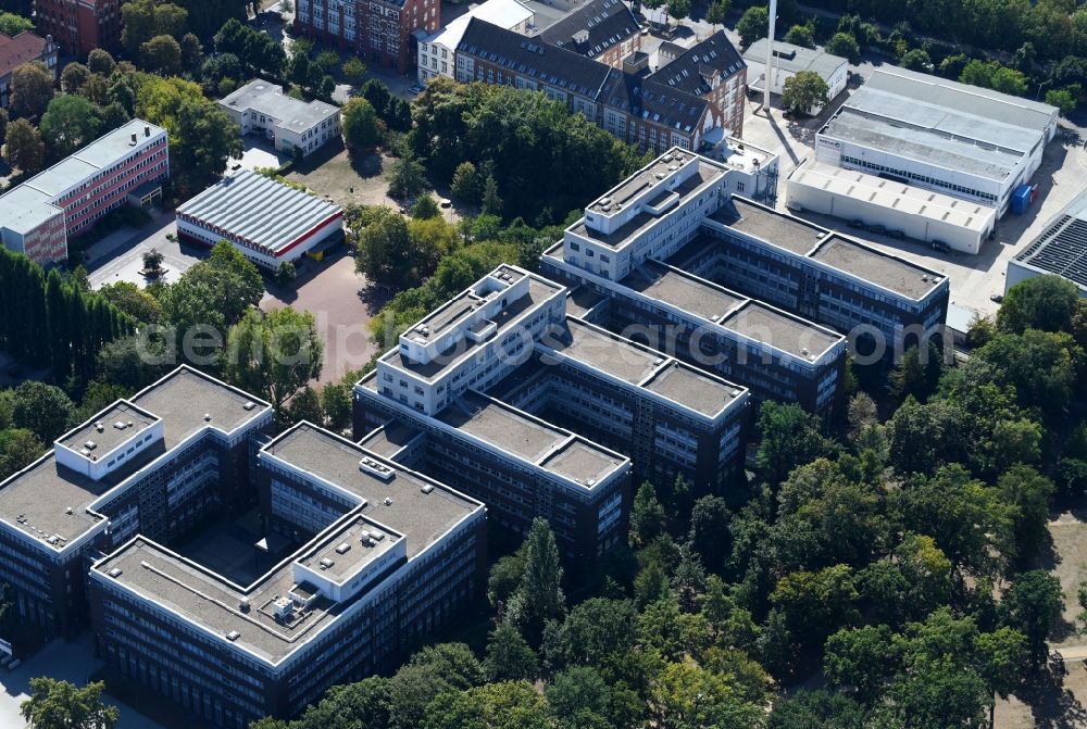 Aerial image Berlin - View of an office building complex of the energy company Vattenfall at Puschkinalle in Berlin