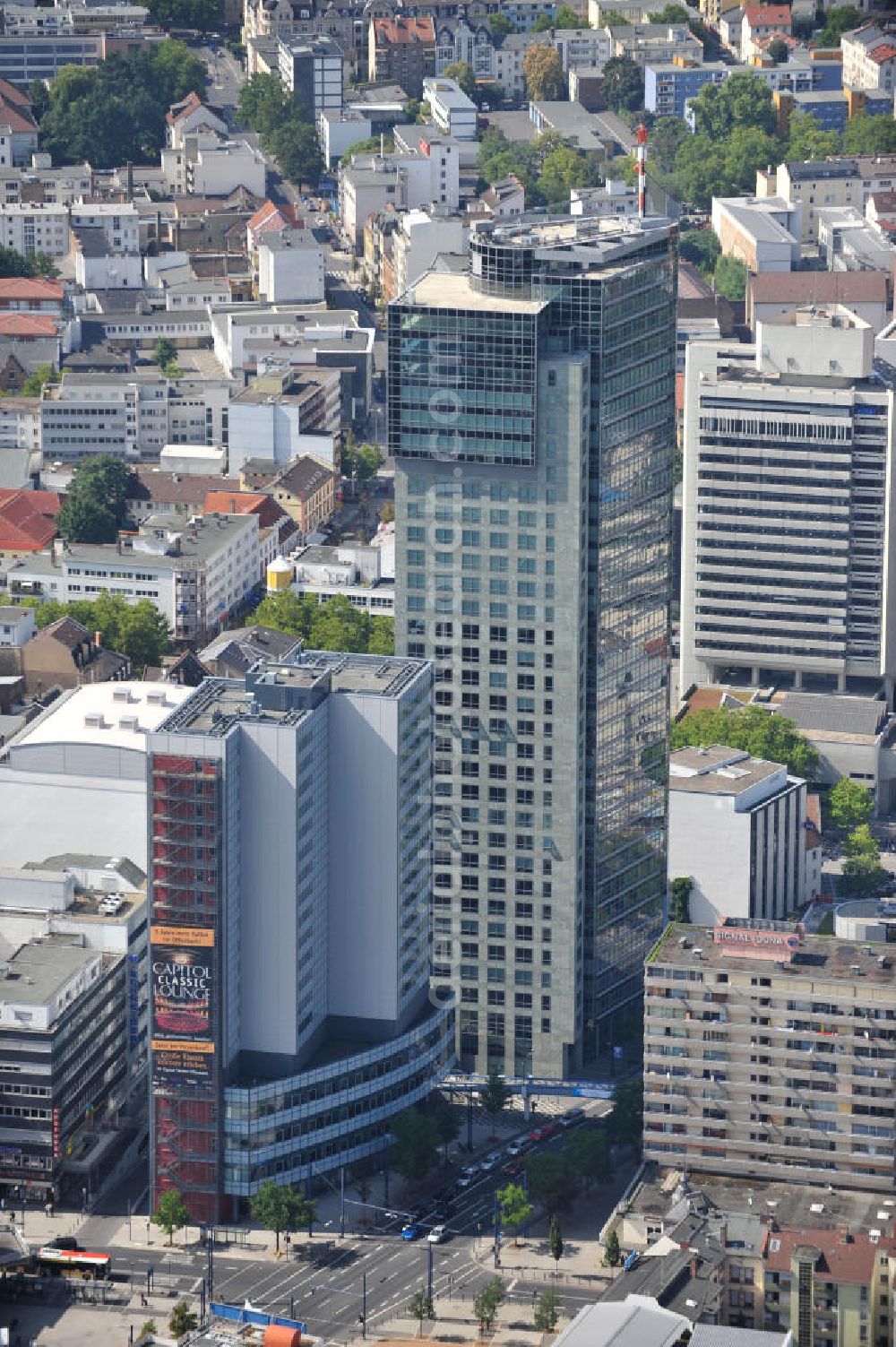 Aerial photograph Offenbach am Main - City Tower skyscraper office biuling in Offenbach