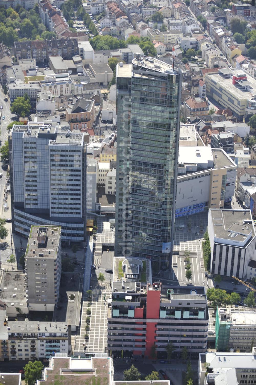 Aerial image Offenbach am Main - City Tower skyscraper office biuling in Offenbach