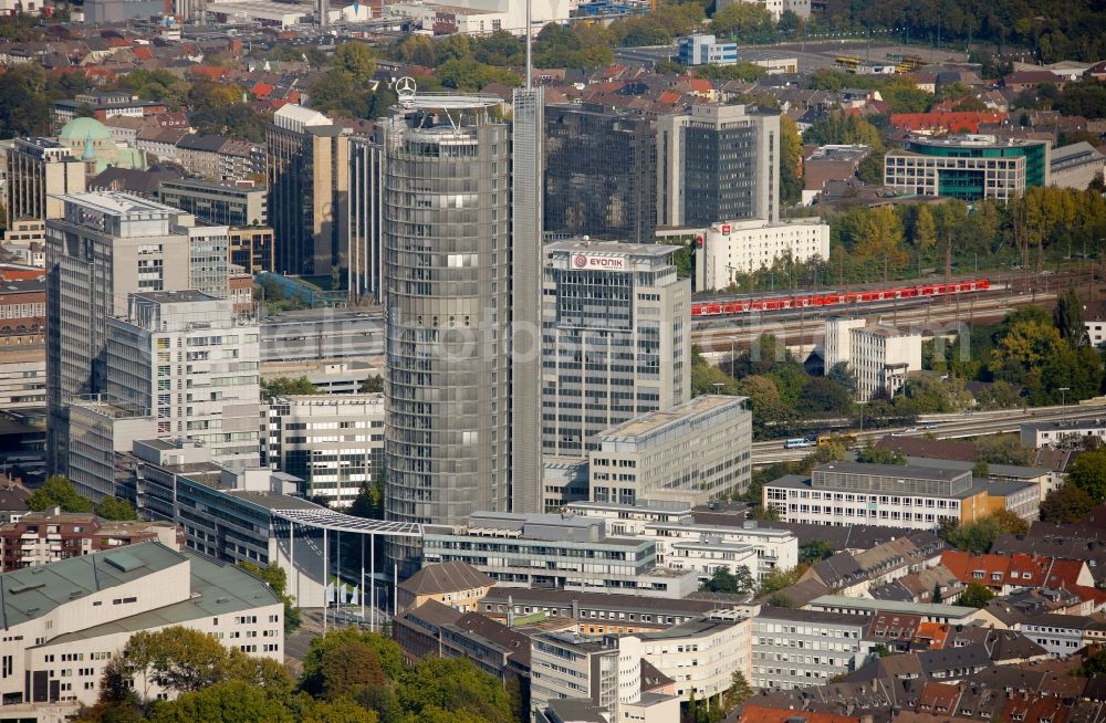 Aerial photograph Essen - View of office high rises in Essen in the state North Rhine-Westphalia