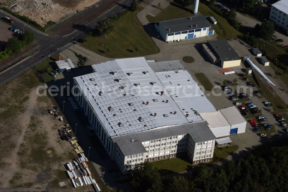 Aerial image Dresden - Office building complex and testing hall in the street Am Lagerplatz in Dresden in the state Saxony