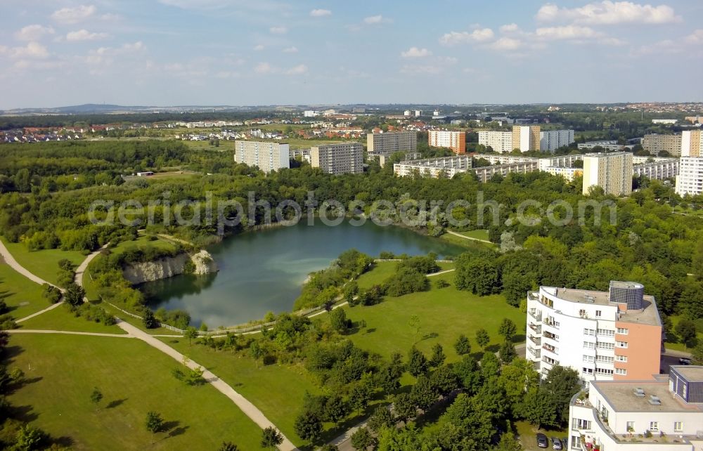 Halle (Saale) OT Neustadt from above - View of the lake Bruchsee in the district of Neustadt in Halle ( Saale ) in the state Saxony-Anhalt