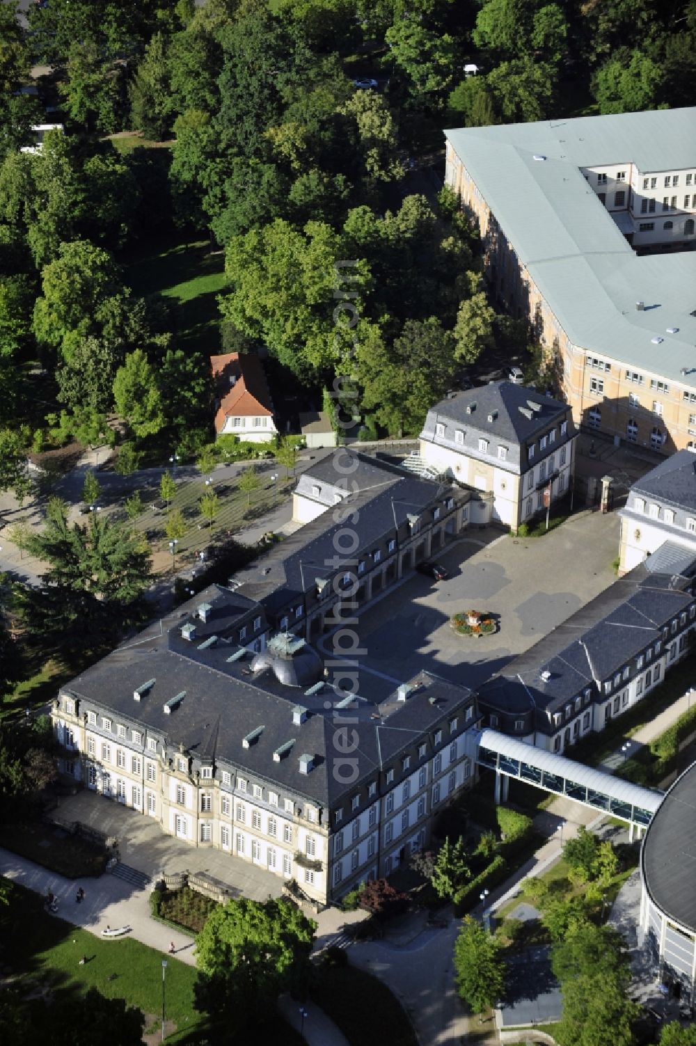 Offenbach from above - View of the Büsing Palais, a neo baroque palace in Offenbach am Main in Hesse