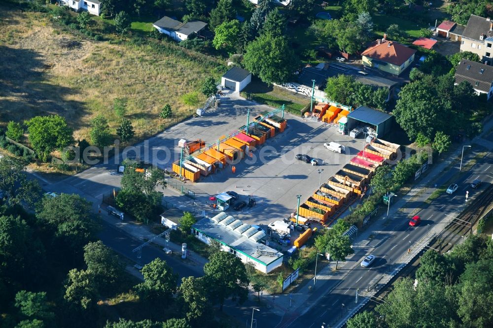 Berlin from above - BSR recycling yard at the street Rahsdorfer Strasse of the Berlin city cleaning company in the district Mahlsdorf of Berlin