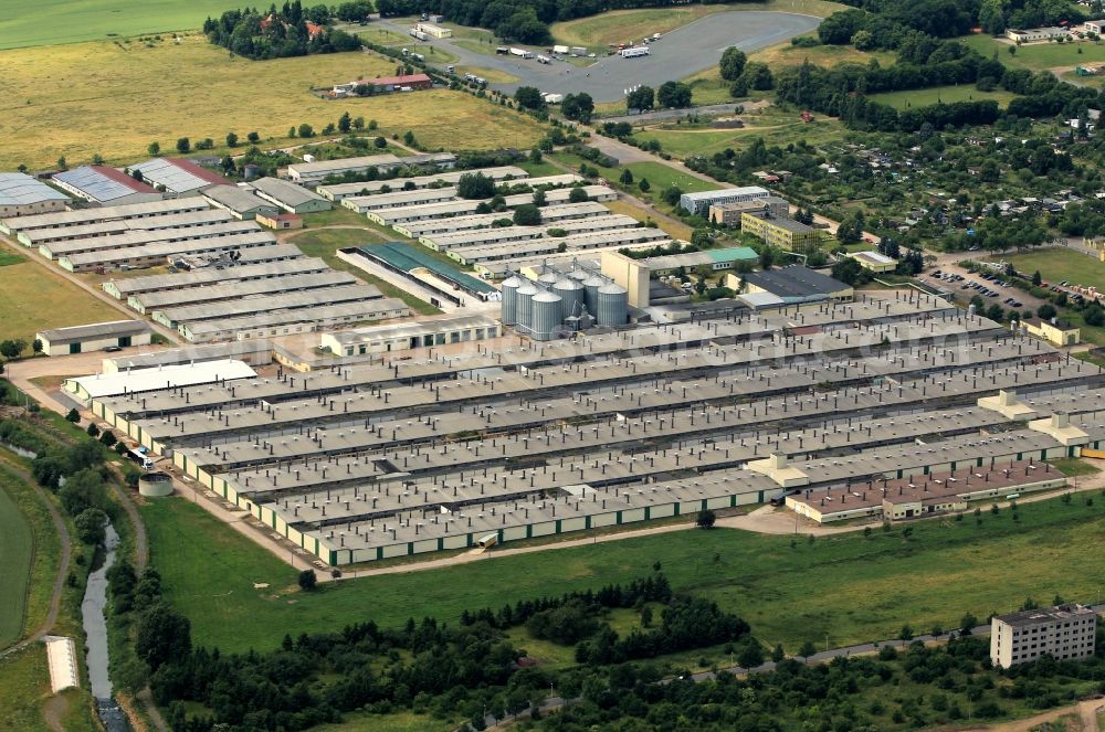 Aerial photograph Nordhausen - In the district Sundhausen of Nordhausen in Thuringia are the production of BTN biotechnology Nordhausen GmbH. Here biogas plants are designed, optimized and designed entire disposal system