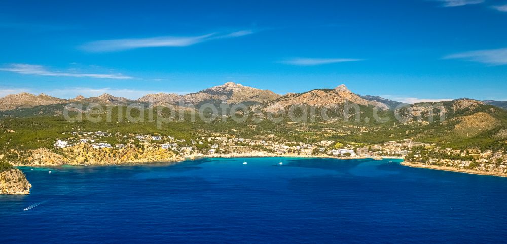 Andratx from above - Water surface at the bay along the sea coast in Andratx in Balearic island of Mallorca, Spain