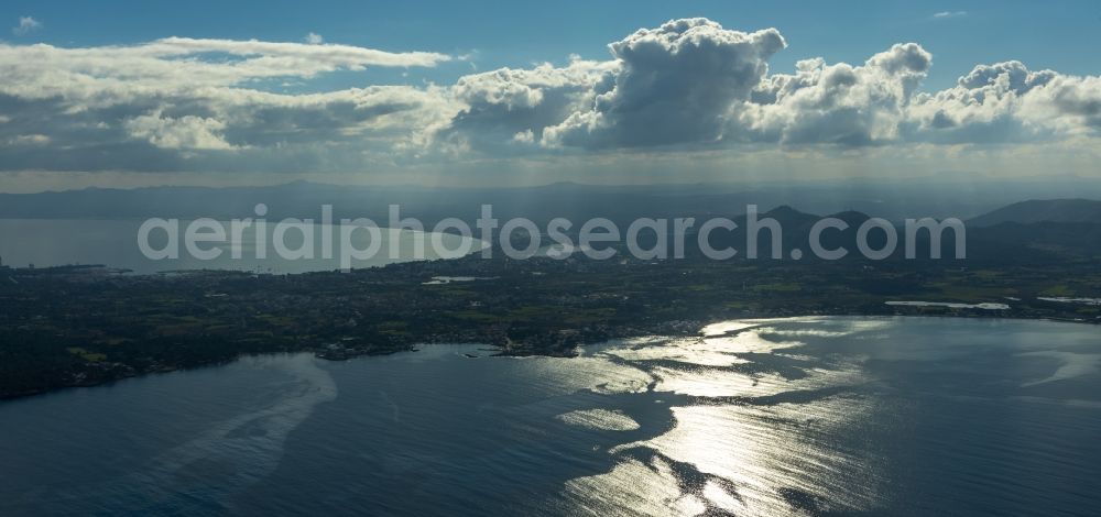 Aerial photograph Alcudia - Water surface at the bay along the sea coast of Balearic Sea in Alcudia in Balearic islands, Spain