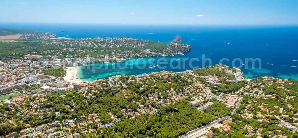 Aerial photograph Calvia - Water surface at the bay along the sea coast of Balearic Sea in Calvia in Balearic Islands, Spain