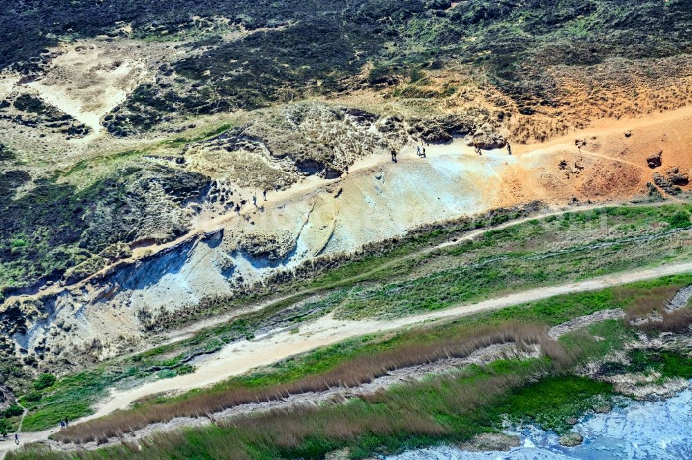 Aerial image Morsum - Water surface at the bay along the sea coast Morsumer Kliff in Morsum on Island Sylt in the state Schleswig-Holstein, Germany