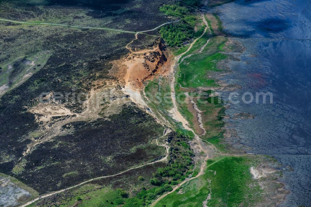 Morsum from the bird's eye view: Water surface at the bay along the sea coast Morsumer Kliff in Morsum on Island Sylt in the state Schleswig-Holstein, Germany