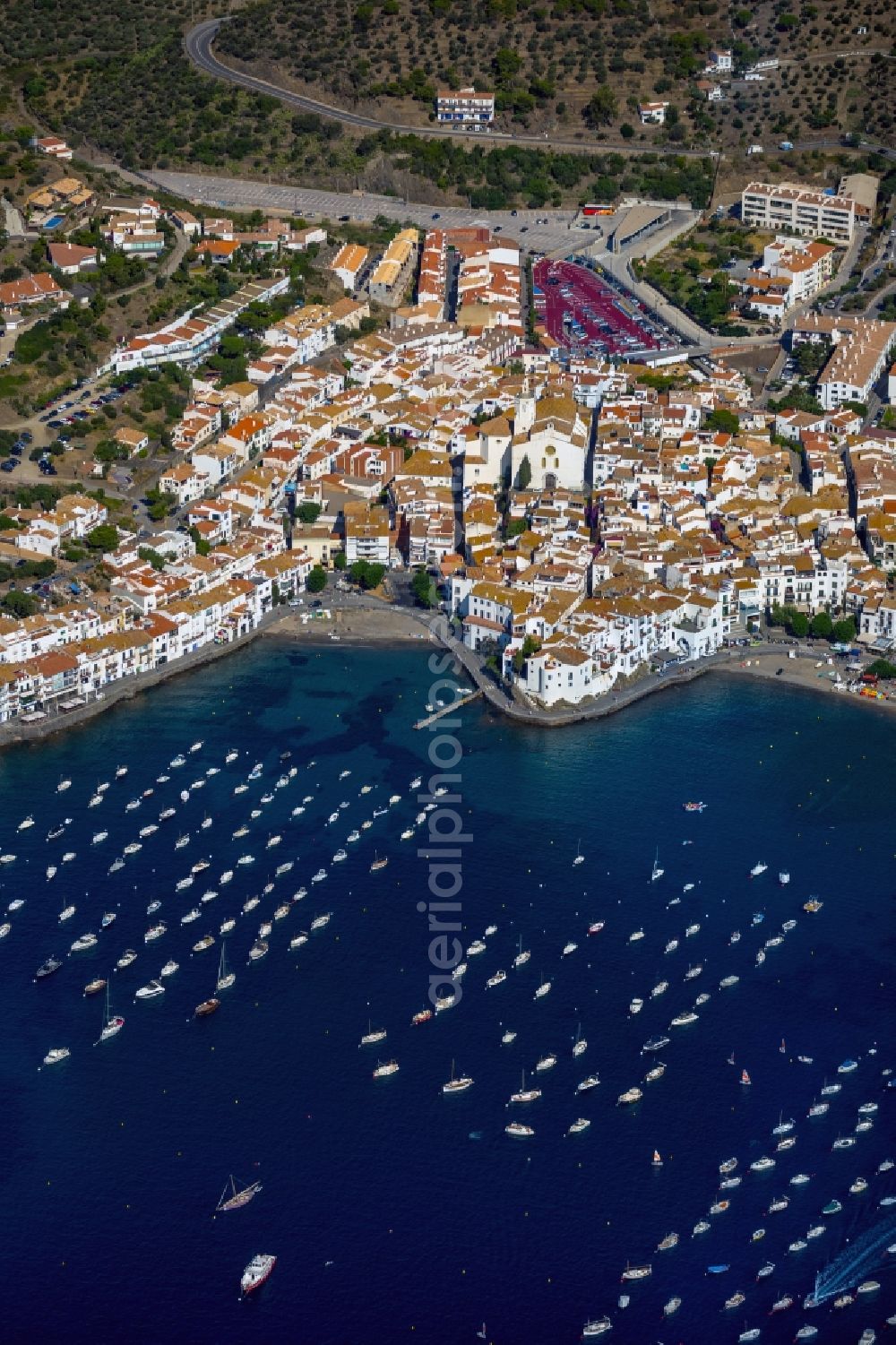 Aerial photograph Cadaques - Bay Punta de Sa Costa with of Cadaques in Spain